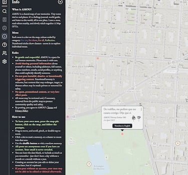 Existe un mapa interactivo de personas anónimas que comparten recuerdos de amores, rupturas y momentos que marcaron sus vidas