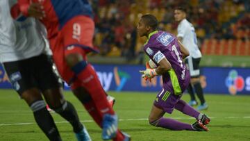 Wuilker Far&iacute;&ntilde;ez durante el partido entre DIM y Millonarios.