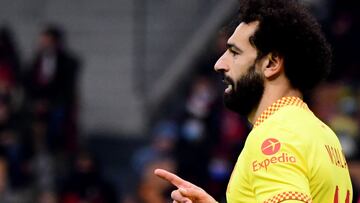 Mohamed Salah, jugador del Liverpool, celebra un gol.