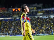Alejandro Zendejas celebrates his goal 1-0 of America during the 5th round match between America and Monterrey as part of the Liga BBVA MX, Torneo Clausura 2026 at Ciudad de los Deportes Stadium, on February 07, 2026 in Mexico City, Mexico.