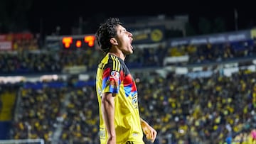 Alejandro Zendejas celebrates his goal 1-0 of America during the 5th round match between America and Monterrey as part of the Liga BBVA MX, Torneo Clausura 2026 at Ciudad de los Deportes Stadium, on February 07, 2026 in Mexico City, Mexico.