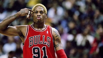 Dennis Rodman durante un partido en Maryland con los Bulls.