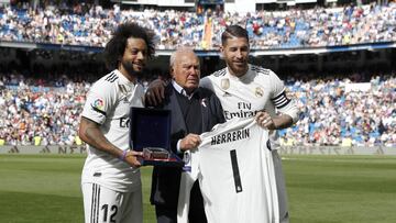 Agust¨ªn Herrer¨ªn recibi¨® el cari?o de Marcelo, Ramos y el madridismo en el homenaje que le ofreci¨® el club el pasado mes de octubre.
