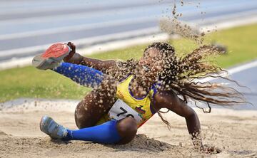 Caterine Ibargüen gana la medalla de oro en el salto triple de los Juegos Centroamericanos y del Caribe Barranquilla 2018. Urrutia fue medalla de plata