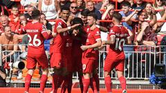 Salah celebra un gol