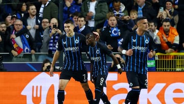 Jugadores del Brujas durante el partido de Champions League contra el Barcelona.
