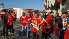 Los hinchas chilenos animaron el ambiente en Moscú
