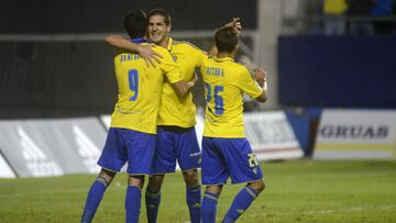 Celebraci&oacute;n del gol de Garrido durante el C&aacute;diz vs Numancia de Segunda 