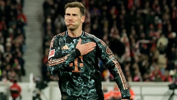 STUTTGART (Germany), 28/02/2025.- Leon Goretzka of Munich celebrates after scoring the 2-1 lead during the German Bundesliga soccer match between VfB Stuttgart and FC Bayern Munich in Stuttgart, Germany, 28 February 2025. (Alemania) EFE/EPA/RONALD WITTEK CONDITIONS - ATTENTION: The DFL regulations prohibit any use of photographs as image sequences and/or quasi-video.