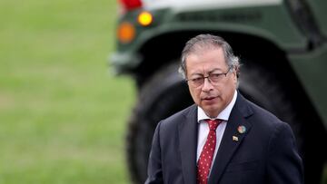 Colombia's President Gustavo Petro attends the appointment ceremony of the new Commander in Chief of the Colombian Military Forces, Admiral Francisco Cubides, at the Jose Maria Cordova Military Cadet School in Bogota, Colombia July 9, 2024. REUTERS/Luisa Gonzalez