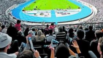 <b>ESCENARIO DE LOS MUNDIALES. </b>Pista azul y gradas repletas en el Olímpico de Berlín.