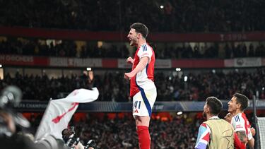 Rice celebra uno de los goles ante el Real Madrid.