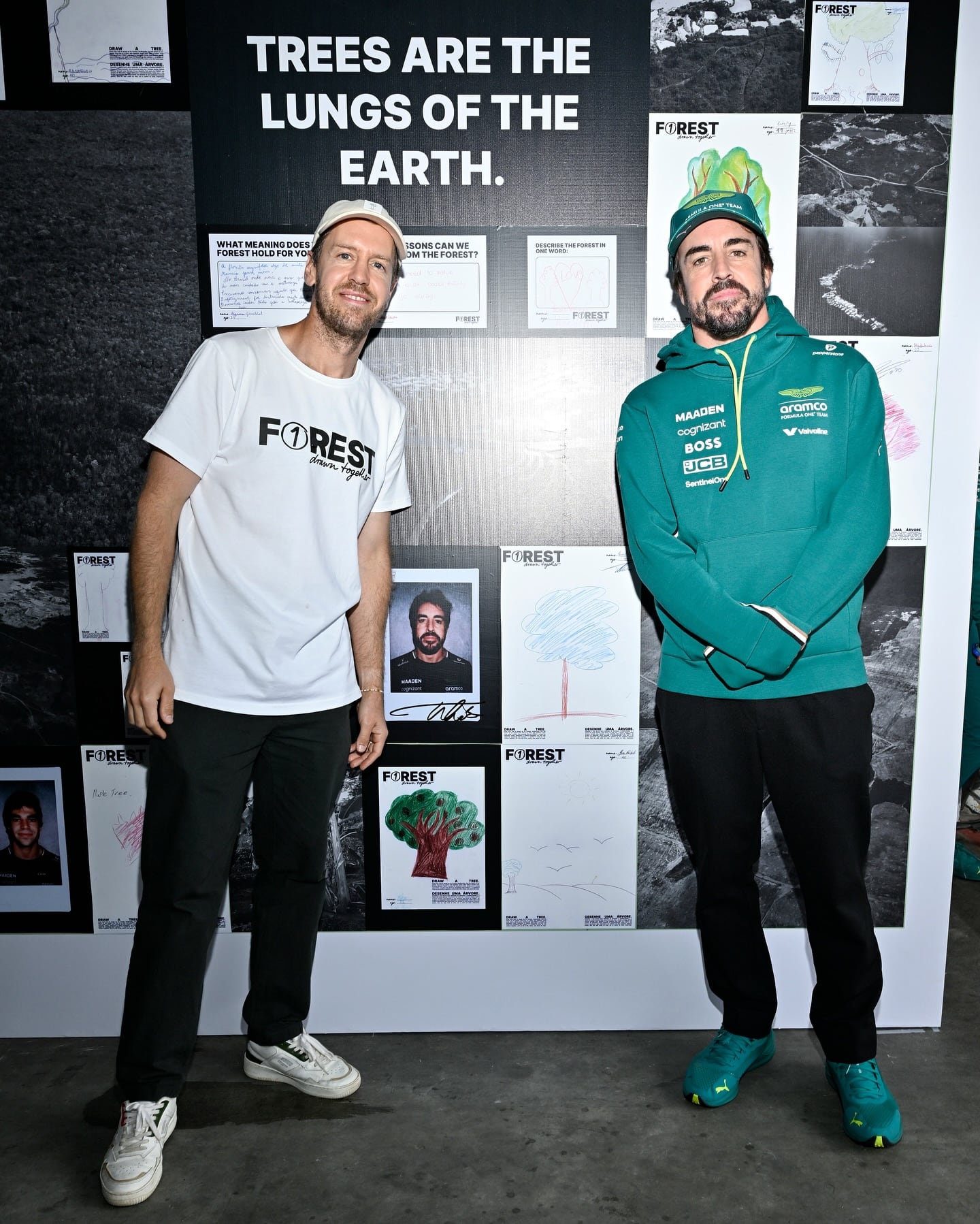 Vettel, con Alonso durante el GP de Brasil 2025.