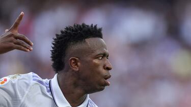Vinicius, celebrando un gol con el Real Madrid.