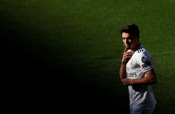 Soccer Football - Real Madrid - Brahim Diaz Presentation - Santiago Bernabeu, Madrid, Spain - January 7, 2019 Real Madrid's Brahim Diaz poses on the pitch during the presentation REUTERS/Juan Medina