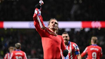 4-3. El delantero colchonero celebra el cuarto tanto, segundo en su cuenta particular.