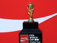 With 100 days to go, the artwork blends national symbols and bold colors to capture the spirit of a historic tournament.