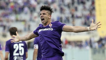 Gio Simeone celebra un gol con la Sampdoria.