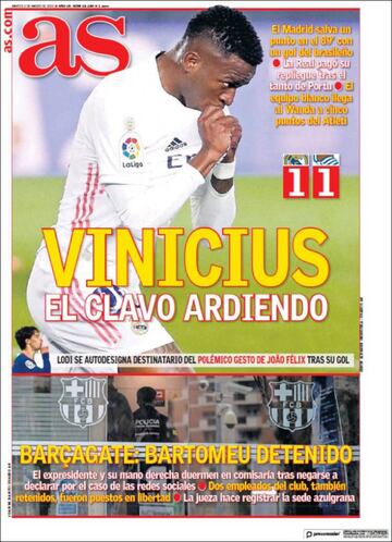 "Vinicius, el clavo ardiendo"... las portadas deportivas de hoy