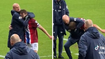 La secuencia del seleccionador de Noruega cogiendo por el cuello a Odegaard que se ha hecho viral