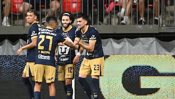 Aug 7, 2024; Vancouver, British Columbia, CAN; Pumas UNAM forward Cesar Huerta (12) celebrates a goal against Vancouver Whitecaps FC during the first half at BC Place. Mandatory Credit: Simon Fearn-USA TODAY Sports