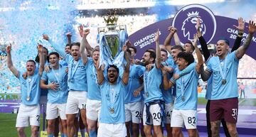 Así celebraron los jugadores del Manchester City el título de la Premier