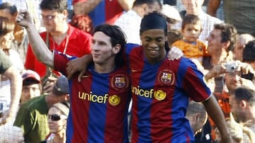 Ronaldinho and Messi played together at Barcelona until the Brazilian's departure for AC Milan in 2008.