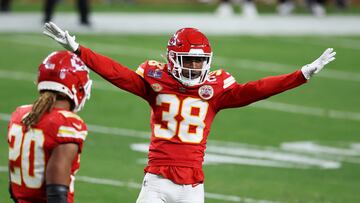 LAS VEGAS, NEVADA - FEBRUARY 11: L'Jarius Sneed #38 of the Kansas City Chiefs reacts after a play during the second quarter against the San Francisco 49ers during Super Bowl LVIII at Allegiant Stadium on February 11, 2024 in Las Vegas, Nevada. Steph Chambers/Getty Images/AFP (Photo by Steph Chambers / GETTY IMAGES NORTH AMERICA / Getty Images via AFP)