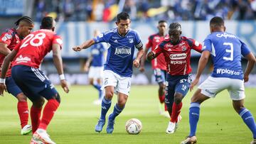 Partido de Liga BetPlay entre Millonarios e Independiente Medellín.