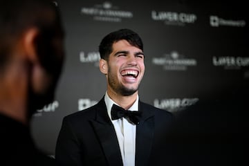 Carlos Alcaraz durante la alfombra negra de la ceremonia inaugural de la Laver Cup celebrada en el Uber Arana de Berlin.