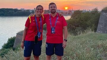 Los seleccionadores españoles de MTB femenino y masculino Anna Villar y Mikel Zabala.