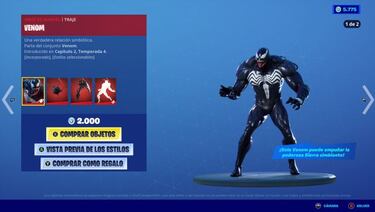Fortnite: skin Venom ya disponible; precio y contenidos