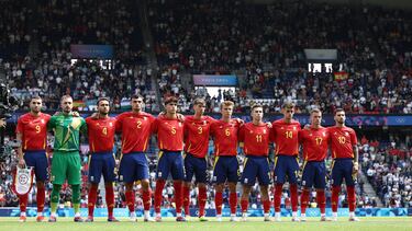 Selección española de fútbol, en su debut en los Juegos de París ante Uzbekistán.