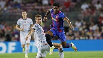 Alejandro Balde, en el partido ante el Bayern.
