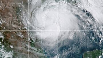 A satellite image shows Hurricane Hanna in the Gulf of Mexico and approaching the coast of Texas, U.S., July 25, 2020. NOAA/Handout via REUTERS THIS IMAGE HAS BEEN SUPPLIED BY A THIRD PARTY.