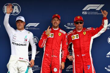 Sebastian Vettel, Valtteri Bottas y Kimi Raikkonen en el podio del GP de Alemania. 