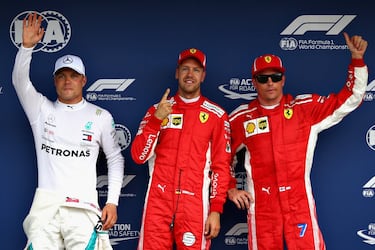 Sebastian Vettel, Valtteri Bottas y Kimi Raikkonen en el podio del GP de Alemania.