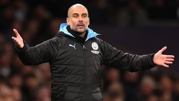 Pep Guardiola durante el encuentro entre el Tottenham y el Manchester City de la Premier League. 