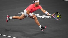 LAS VEGAS, NEVADA - MARCH 03: Rafael Nadal in action during The Netflix Slam at Michelob ULTRA Arena on March 03, 2024 in Las Vegas, Nevada.   Chris Unger/Getty Images/AFP (Photo by Chris Unger / GETTY IMAGES NORTH AMERICA / Getty Images via AFP)