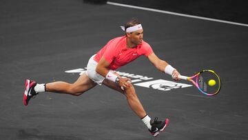 LAS VEGAS, NEVADA - MARCH 03: Rafael Nadal in action during The Netflix Slam at Michelob ULTRA Arena on March 03, 2024 in Las Vegas, Nevada.   Chris Unger/Getty Images/AFP (Photo by Chris Unger / GETTY IMAGES NORTH AMERICA / Getty Images via AFP)