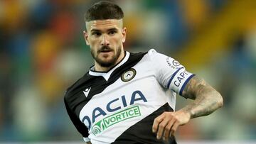 Udine (Italy), 10/04/2021.- Udinese&#039;s Rodrigo De Paul in action during the Italian Serie A soccer match Udinese Calcio vs Torino FC at the Friuli - Dacia Arena stadium in Udine, Italy, 10 April 2021. (Italia) EFE/EPA/GABRIELE MENIS