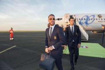 The Spain squad arrive for Euro 2016