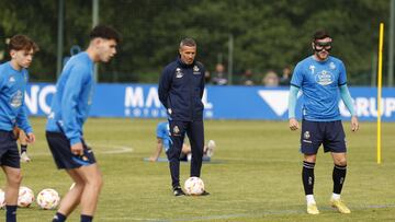 Óscar Cano en el entrenamiento del Deportivo