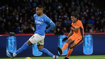 Juan Cuadrado en el partido de Napoli vs. Inter