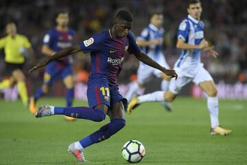 Dembélé on his Barcelona debut against Espanyol.