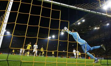 Navas punches just before Dortmund score their opening goal.