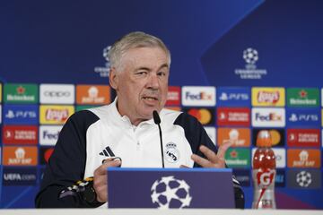 Carlo Ancelotti:  “Lo más importante para el equipo es tener las ideas claras de lo que tenemos que hacer y, en mi caso, voy a dar las instrucciones claras a los jugadores para que tengan claro lo que deben hacer en el partido. Es la mejor manera de quitar el estrés. Estar centrado te quita el estrés”.