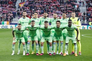 El once inicial del Getafe ante el Atlético de Madrid. 