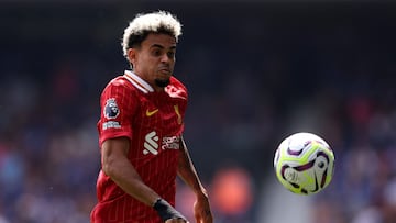 Soccer Football - Premier League - Ipswich Town v Liverpool - Portman Road, Ipswich, Britain - August 17, 2024 Liverpool's Luis Diaz in action REUTERS/David Klein EDITORIAL USE ONLY. NO USE WITH UNAUTHORIZED AUDIO, VIDEO, DATA, FIXTURE LISTS, CLUB/LEAGUE LOGOS OR 'LIVE' SERVICES. ONLINE IN-MATCH USE LIMITED TO 120 IMAGES, NO VIDEO EMULATION. NO USE IN BETTING, GAMES OR SINGLE CLUB/LEAGUE/PLAYER PUBLICATIONS. PLEASE CONTACT YOUR ACCOUNT REPRESENTATIVE FOR FURTHER DETAILS..