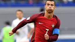 Portugal&#039;s forward Cristiano Ronaldo during the 2017 Confederations Cup group A football match between Portugal and Mexico at the Kazan Arena in Kazan on June 18, 2017.